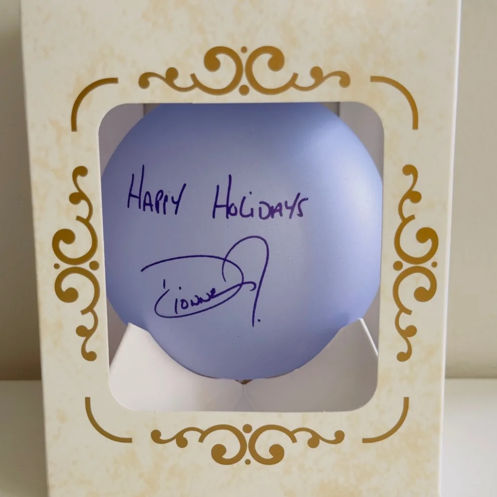 Dionne Warwick Signed Christmas Ornaments Set of 2